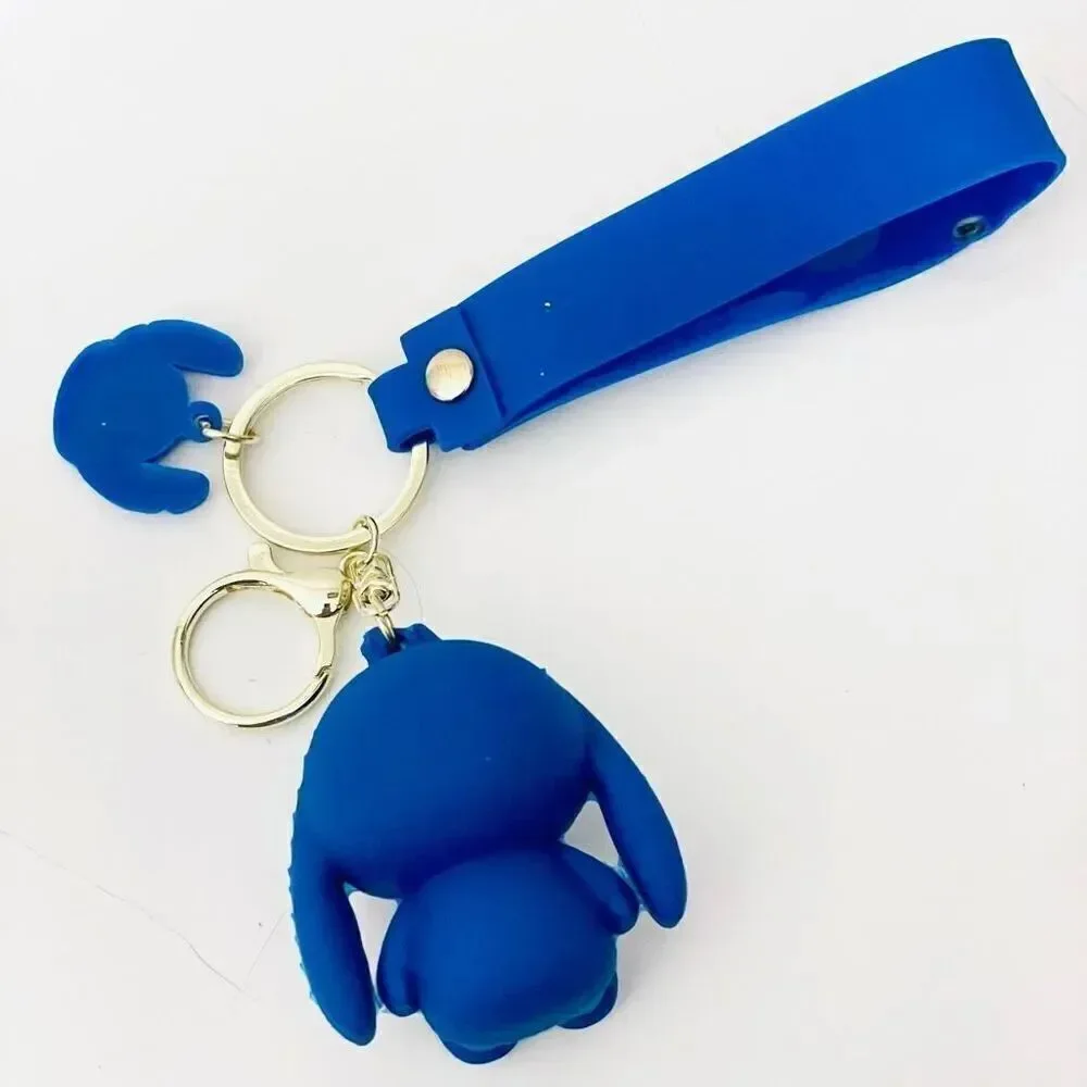 NWT Disney We love Stitch on Moped Blue Wristlet Key holder Keyring Keychain